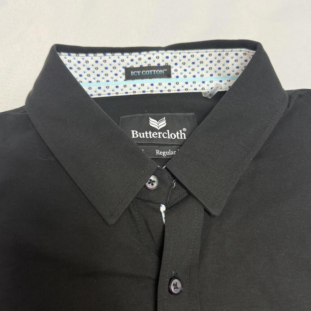 Butter Cloth Icy Cotton Polo Shirt X-Large Black‎ Short Sleeve Golf Preppy